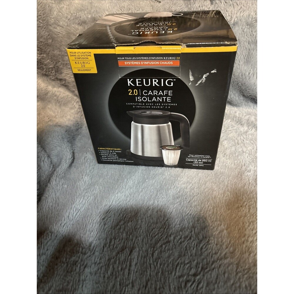Keurig 2.0 Coffee Carafe Isolante - Silver/Black~NEW IN THE BOX